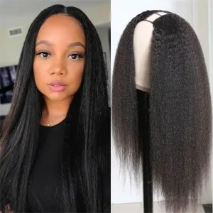 Perücken versaute gerade u Teil Perücken Remy Haare Brasilianer Yaki Straight Human Hair Perücken für schwarze Frauen mittlerer Teil u Teil glühlos ohne Leav