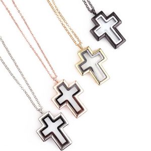 Blandat 10st Lot Cross Floating Charm vanlig Locket Magnetic Living Glass Memory Halsband smycken Kvinnor Julklappar Pendant Neck220n