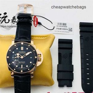 SUBIÇÃO SWISS LUXURS SUBSTICAÇÕES PANEREI SUBRERSIBLES PAM974 A versão mais alta do Gold Market Red Gold com textura e valor Brand Italy Sport Wristwatches