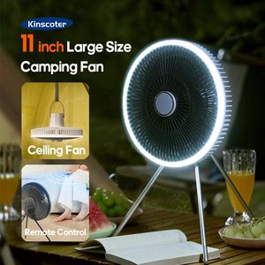 10000mAh Camping Tält Fan Desktop Portable Circulator Wireless Tak Electric med fjärrkontroll LED -belysningstativ 240411