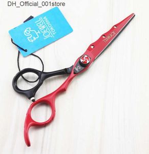 Hair Scissors JOEWELL 6.0 inch cutting/ thinning hair scissors black and red Baking paint Flame screw professional barber tool Q240425