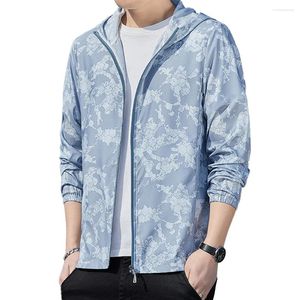 Jaquetas masculinas Casaco respirável Top de manga longa masswarwarwear polyster primavera verão verão azul escuro outono com capuz cinza claro