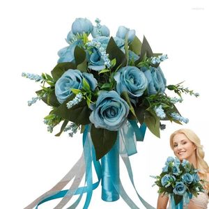 Dekorative Blumen weiße künstliche Blumenstrauß Rosen Blumenstrauß Braut für Hochzeitstisch Mittelstücke halten