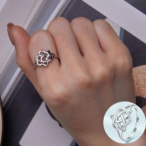 100% 925 Серебряное серебряное геометрическое кольцо для женской девушки простой кельтский узел Подых дизайнерские ювелирные украшения подарки 240424