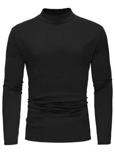 Мужские футболки мода черная базовая рубашка сплошная круглая шея мужская футболка с длинными рукавами Mensl2425