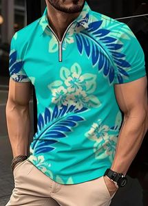 Men's Polos Hawaiian Social Floral Shirt 3d Camisas Casuais Printed Slim Fitting Street Casual Short Sleeved Clothing