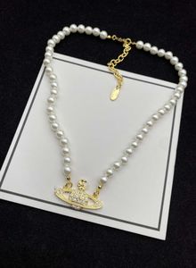Fashion Brand Designer Pendant Necklaces Letter viviennes Chokers Luxury Women Jewelry Metal Pearl Necklace cjeweler Westwood For Woman Chain 1152ess