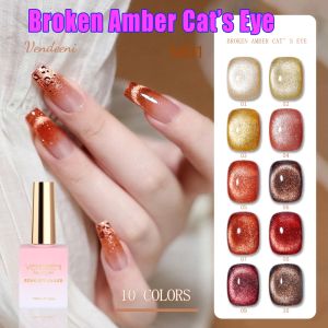 Gel Vendeeni 10 Colors Amber Diamond Cat Eye Gel Nail Varnish Brown Shell Varnish Soak Off Hybrid Enamel Manicure Gel Nail Polish