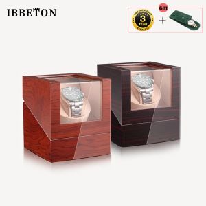 Casi Ibbeton Brand Watch Single Whower Batteria in legno Shaker Box Box Winder Glass Storage Case Mabuchi Mute Motro