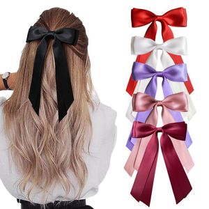 Large double layer Bows girls hairpins children long satin Bowknot princess barrettes kids birthday party hair clip accessories Z7885