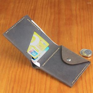 Wallets Luxury Handmade Genuine Leather Wallet Small Men Bifold Purse Male Short Money Bag With Coin Pocket Simple Clips