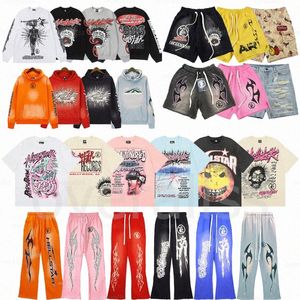 Hellstar Bluza Men Shark Tee TEE Pullover Letter Print Dift Rleeve z kieszonkowym mężem damskie topy ubranie moda koszula damska