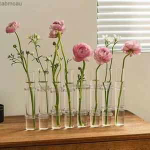 Vasos 6/8pcs vidro garrafa de vidro de vidro Vaso de tubo de teste moderno vaso de planta decorativa Conjunto para flores decoração de casamento