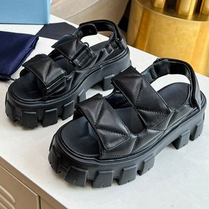 2024 Versatile Walking Show Sandaler Classic Series Thick Sole Sandals Mixed Sheepskin Tyg Inner Höjd 6cm skum Big Sole Mjuk utomhus Casual Womens Sandals