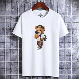 Men's T-Shirts Mens T Shirts Funny Bear Harajuku Tshirt For Men Summer T-shirt Short SleeveT-shirt Mens Clothes Male Q240425