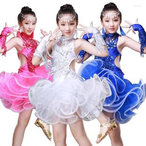 Stage Wear Design Girls Latin Dance Dresses Professional Sequin Tassel Dress Ballroom Clothes Salsa Dancewear Dancing Costumes