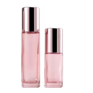 Novo 2pcs 10ml cor rosa rosa grossa rolo de vidro em óleo essencial garrafa de bola de rolo de perfume de perfume