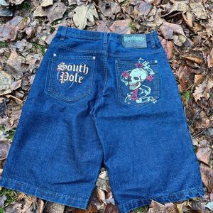 Women's Shorts 2024 Summer New Retro Gothic Skull Pattern Bag Denim Shorts Womens Y2K Harajuku Hip Hop Casual Basketball Shorts strt Y240425