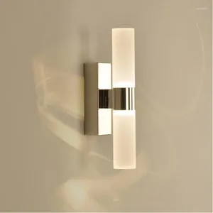 Wall Lamp Stainless Steel LED Mirror Light For Bathroom AC85-265V 6W Acrylic El Bedroom Living Room Decor Sconce