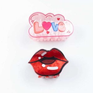 Klemmen yhj neue rote Lippen Haarklauen Persönlichkeit Design Haarklaue Clip Hai Cat Cat Cat Cat Cat Cat Catch Hair Accessoires für Frauen Mädchen Y240425