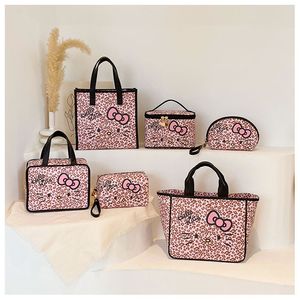 ピンクのヒョウ柄のトートバッグ女性防水ポータブルトイレタリーコレクションバッグ