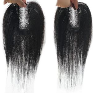 Toppers Swiss Lace Human Human 8x11cm Hairpieces 2 Clipes em penteado de cabelo liso para mulheres volume de perda de cabelo leve