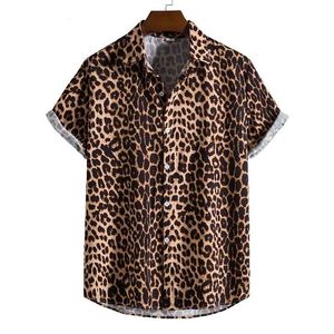 Мужские повседневные рубашки леопардовые гавайские сексуальные цветочные цветочные мужчины Camisa Slim Fit Parte Parte Beach Casual Рубашки для мужской одежды Social Retro 240424