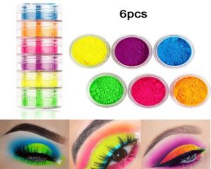 DHL 6pcsset Lidschattenpulver Make -up 6Colors Neon Lidschatten Set Beauty Eyes Kosmetik Neue Pulver Augen Make -up 6pcs Kit DIY1601878