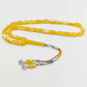 Resina gialla tasbih musulmano 33 perle di preghiera perle fatte a mano bracciale islamiche regali per la moda araba accessori per gioielli 240415