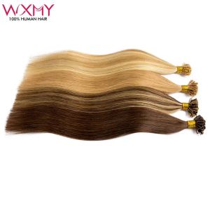 Erweiterungen Straight Keratin U Tipp Haarverlängerungen Reales menschliches Haar 1224inch Wxmy Natural Fusion Human Hair Extension Muticolor 50pcs/Set