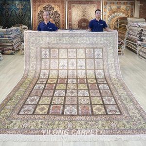 Mattor 8'x10 'Fyra säsonger hand knutna silkmatta stora handgjorda mattor (YJH222AB)