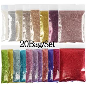 Glitter 20 väska*10g iriserande bulk glitter för nagelpulver glänsande fina pigment dekoration manikyr leveranser diy nagellack tillbehör