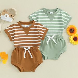 Roupas conjuntos de roupas de meninos de verão tampe t-shirts de manga curta Tops e shorts elásticos de cintura 2pcs roupas para 0-18 meses