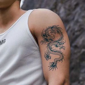 UK36 Transfer Tattoo Drago realistico Adesivi per tatuaggi falsi per uomini ragazzi 3D tatuaggi temporanei lavabili 240426