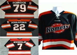 MThr Mens Womens Kids Customize ECHL Fort Wayne Komets 79 Kayleigh Schrock 22 Jamie Schaafsma 100 Embroidery Cheap Hockey Jerseys4520280