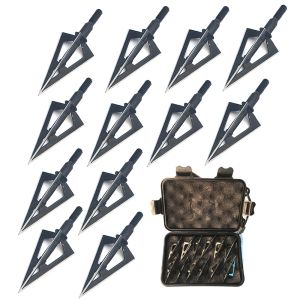 Arrow 6/12pcs linkboy arco e flecha Broadheads 3 lâminas fixas 100 grãos A tiro com tiro com tiro com box Cabeças de arco composto caça ao arco