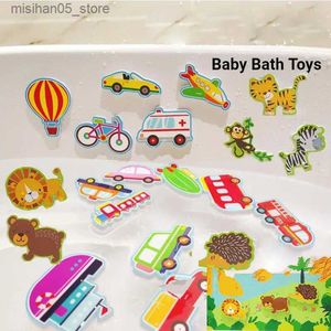 Sand Play Water Fun Soft Eva Stickers Early Education Diy Puzzle Toys Animal Stickers Badrum flytande badkar trafik baby badrum leksaker baby gåvor q240426