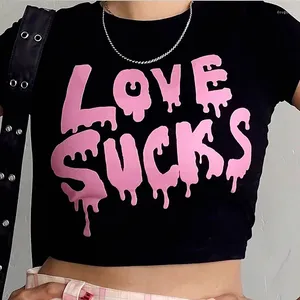 Женские футболки T Love Print футболка Hip-Hop Street Y2K Long Johns Смешная иллюстрация Сексуальное детское летнее платье с девушкой