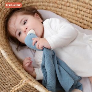 Produktinsulära gasbind Nyfödd Soothe tillfredsställande handduk mjuk ekologisk bomullsgås leksak ins baby dolvor härlig muslin säkerhetsfilt