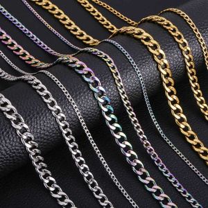 Fios de colar de corrente cubana de fios de aço inoxidável de aço preto colorido de colar de cor dourada preta colorida de jóias 240424