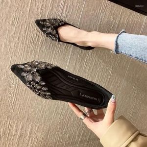 Casual Shoes Ladies Black Flat Women Footwear Pointed Toe Fashion 2024 Ankomst A Walking and Low Price Sale 39