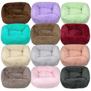 Katzenträger Kisten Häuser Hunde Ultra weichwaschbarer Plüsch Zwinger Deep Sleep House Velvet Kissen Sofa Haustier Katzenbett Hund Korb 240426