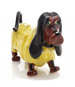 Dachshund Dachshund Dacshund Dacshund Decoração de casa Crafts Decoração de um quarto Cerâmica Ornamento Porcelana Animal Figureina7598999