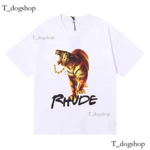 デザイナーRhude TシャツラグジュアリーブランドティープリントタイガーTシャツメンズレディース半袖夏のストリートウェアトップ