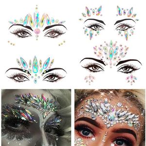 Tattoo Transfer Face Starters Jewels Tattal Tattoo Rhinestone Tattoo Sticker Resina Drill Glitter Makeup Music Festival Carnival Party Halloween 240427