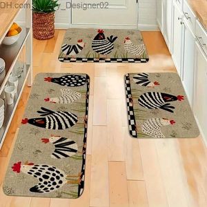 Mattor 1 Cartoon Chicken Kitchen Mattan Non Slip Machine Washable Flanell Floor Mat Lämplig för Hanging Basket Door Q240426