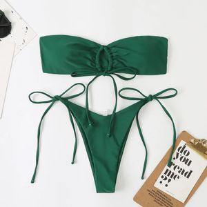 Sexy Solid Bikinis Swimsuit Vintage Micro Swimwear Brazilian Women Bathing Suit Patchwork Bikini Set String 240410