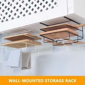 Kitchen Storage Creative Iron Chopping Board Basket Wall Hanging Box Rack Cutting Cover Organizer Towel