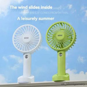 Electric Fans 1200mAh Portable Handheld USB Charging Fan Mini Electric Fan with Base 3 Speed Adjustable Cartoon Cute Air Cooling Fans Outdoor