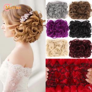 Chignon Chignon MEIFAN Synthetic Bride Messy Big Hair Bun Curly Chignon with Comb Clips in Hair Tail Cover Ponytail Natural Fake Hair